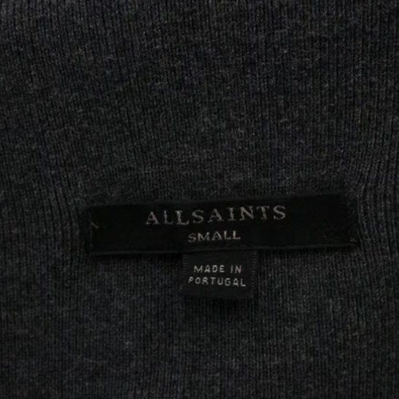 All Saints dark grey asymmetrical long sleeve sweater size S - Picture 6 of 8
